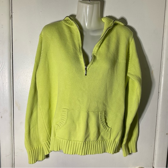Taylor Marcs Yellow Zipper V Neck Front Pocket Sweater XL - Picture 4 of 5
